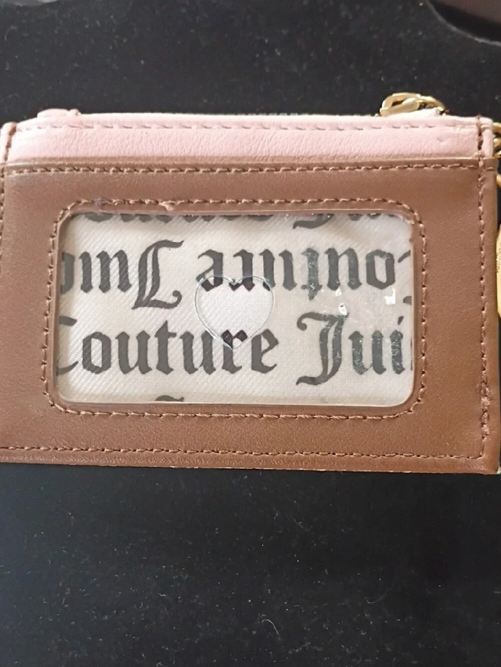 Juicy Couture Pink and Brown Logo Card Key Holder